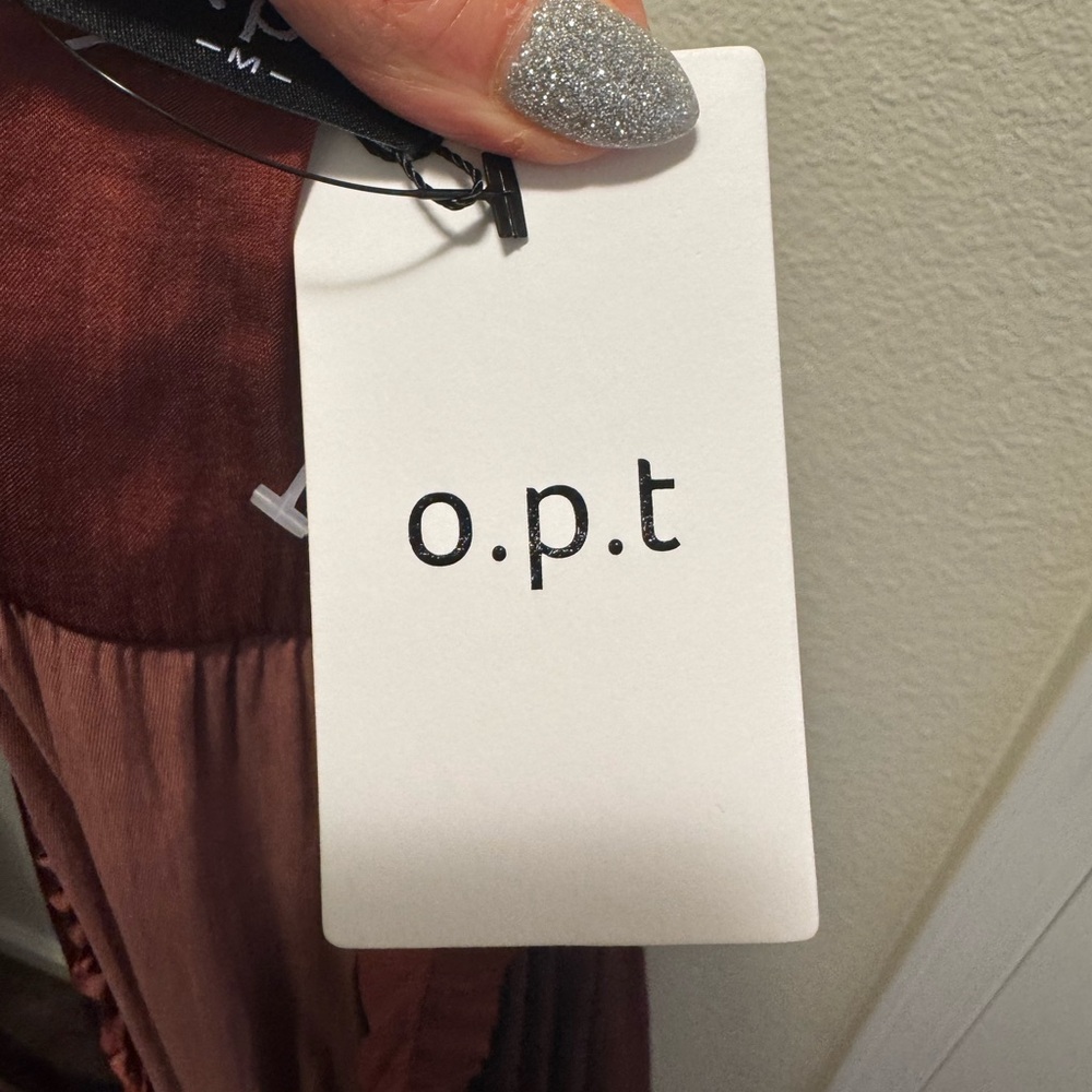 OPT ONE PRETTY TIME BURNT ORANGE SATIN MINI DRESS TIENNA FIT FLARE M NEW $138 - Picture 7 of 11